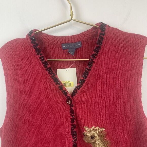 NWT Northern Isles Safari Animals Sweater Vest Red $79‎ 195820 Size L - Picture 5 of 9